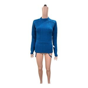 Open Back  bodysuit Teal Knit Sweater